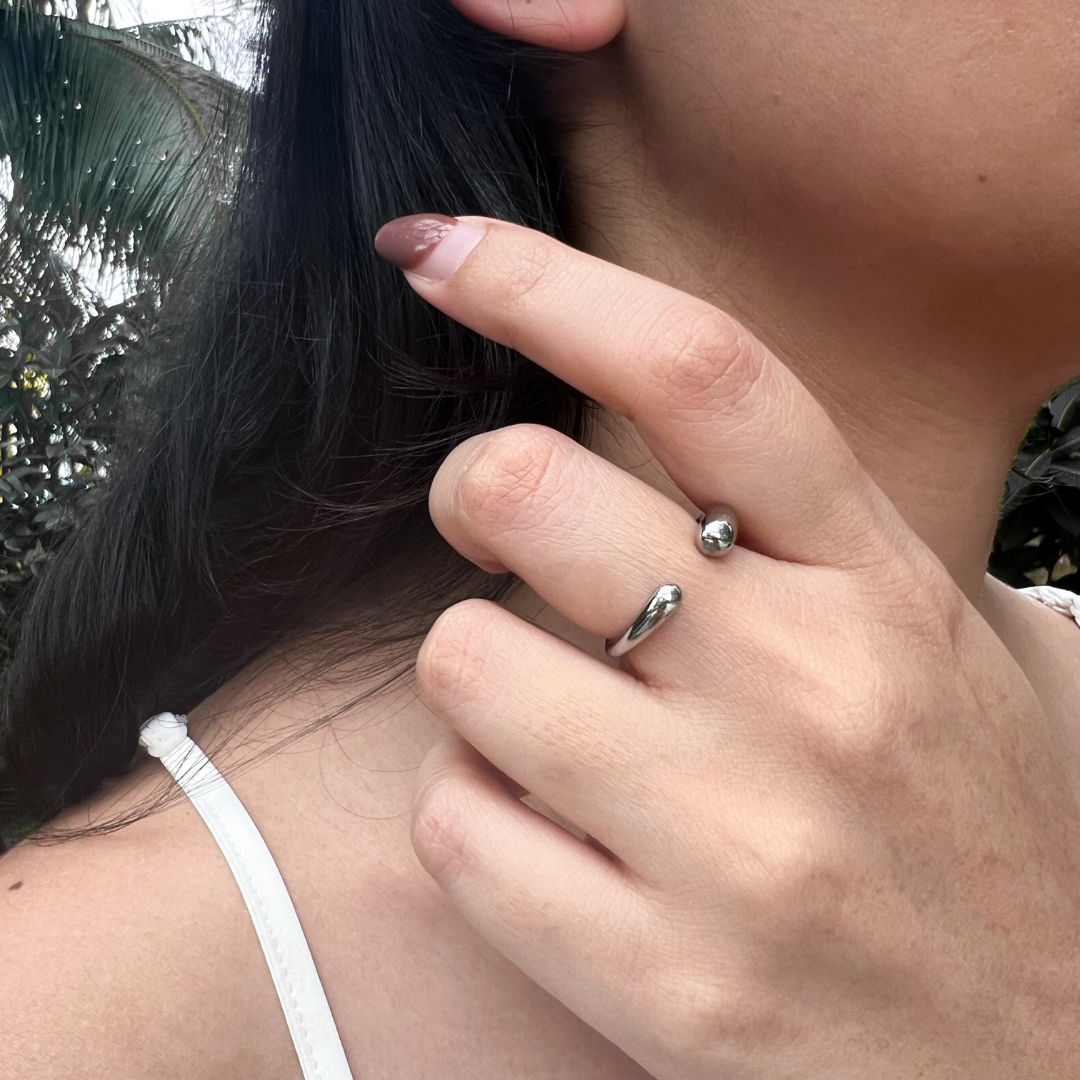 Silver Water Drop Band Ring