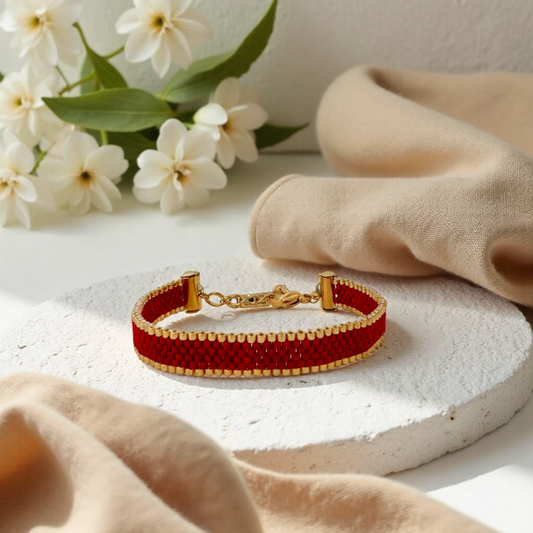 Beaded Bracelet Red Dot