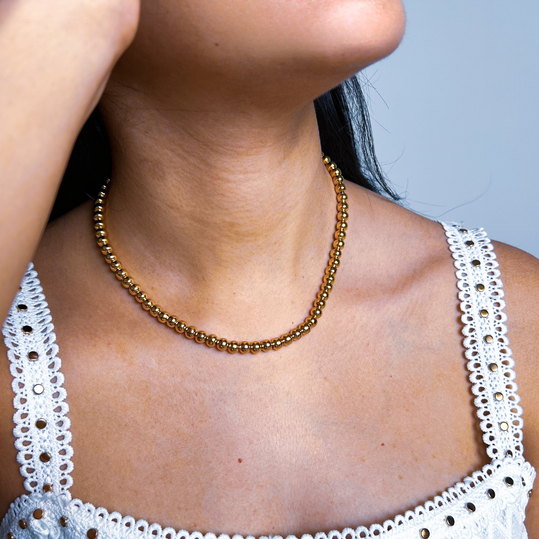 Thick Gold Ball Necklace