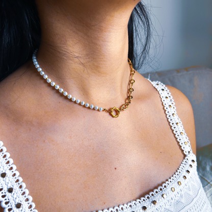 Pearl Chain Duo Necklace