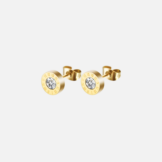 Gold Crystal Stud Earrings