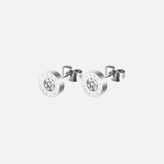 Silver Crystal Stud Earrings