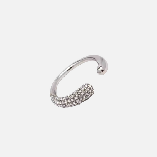 Silver Water Drop Crystal Ring