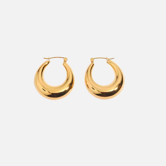 Gold curved hoop earrings