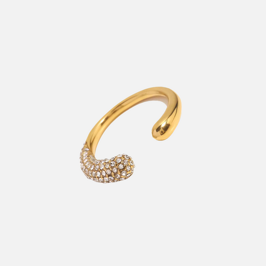 Gold Water Drop Crystal Ring