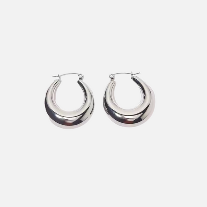 Silver Curved Hoop Earrings