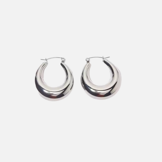 Silver Curved Hoop Earrings