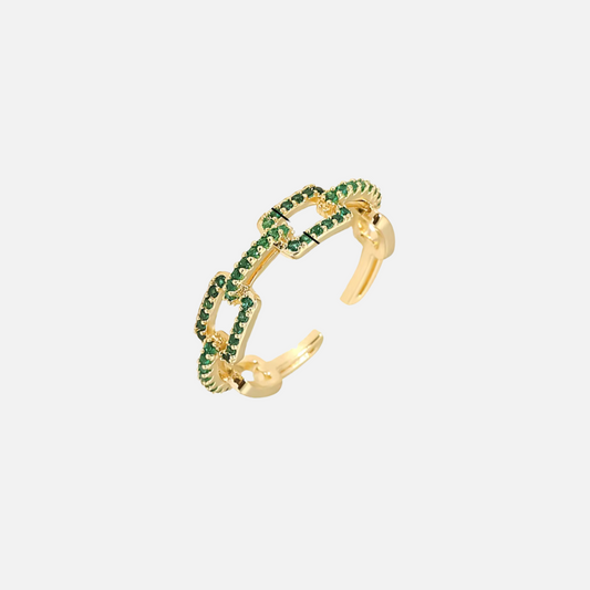 Green Crystal Chain Ring