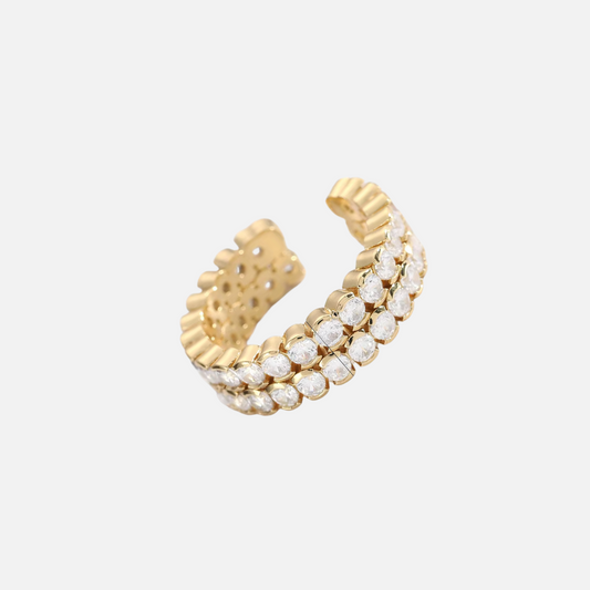 Double Layer Crystal Ring