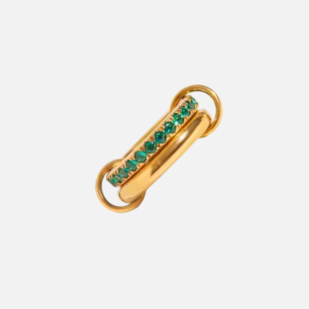Green Crystal Chain Link Ring