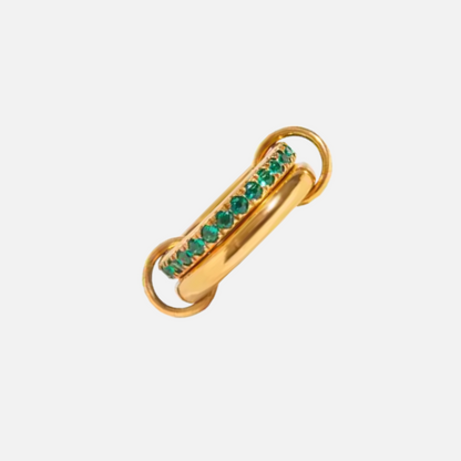 Green Crystal Chain Link Ring
