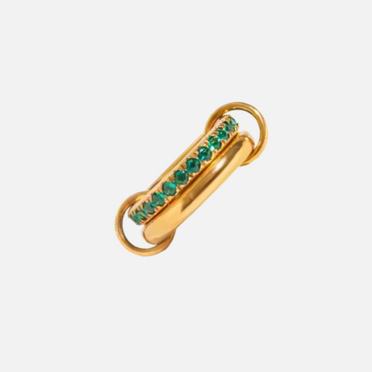 Green Crystal Chain Link Ring