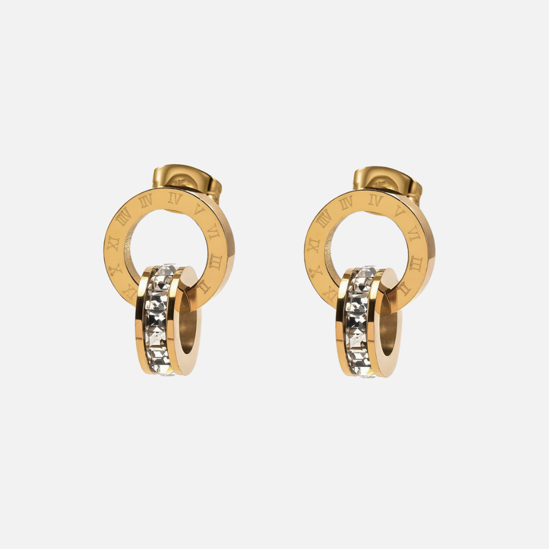 Gold Double Ring Earrings