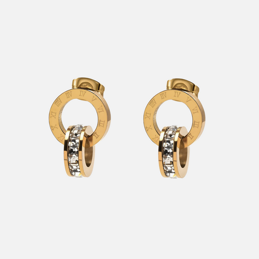 Gold Double Ring Earrings