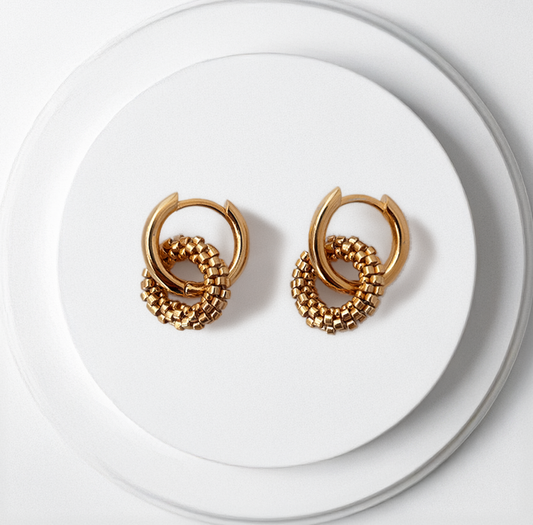 Beaded Metali Round Earrings