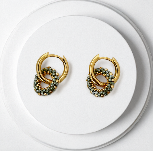 Beaded Nyasi Round Earrings