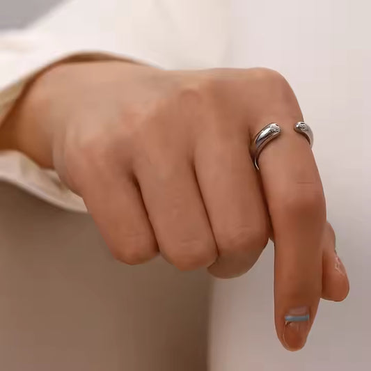 Silver Water Drop Band Ring