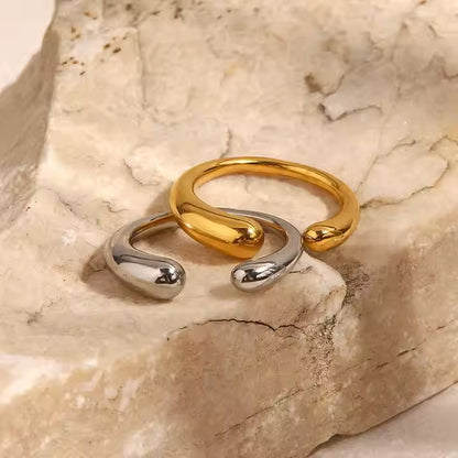 Silver Water Drop Band Ring