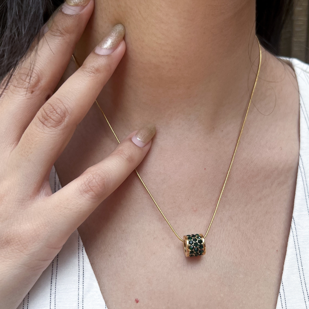 Green Barrel Necklace
