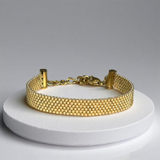 Beaded Bracelet Gold Flat